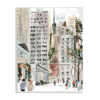 Stupell Industries People Walking City Streets Tall Metropolis Buildings, Design by Melissa Wang