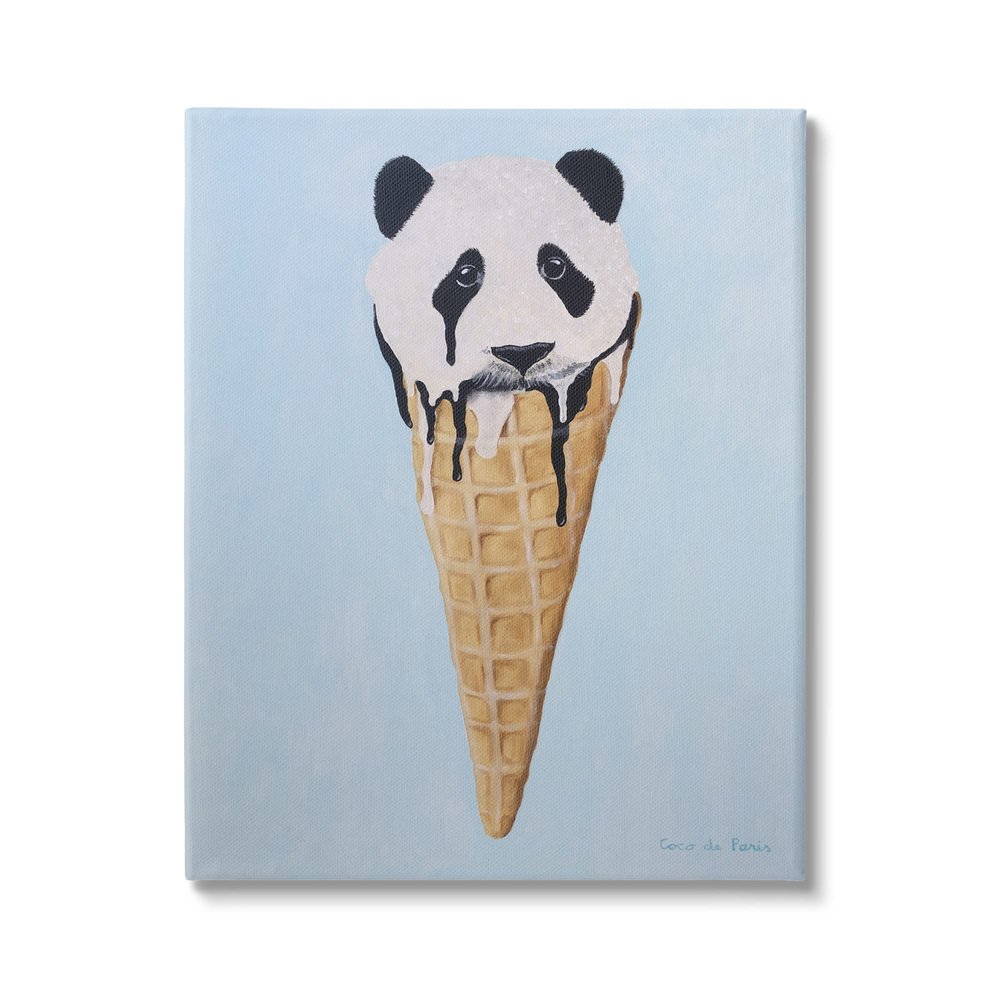 Stupell Industries Adorable Panda Bear Ice Cream Waffle Cone,Design by Coco de Paris