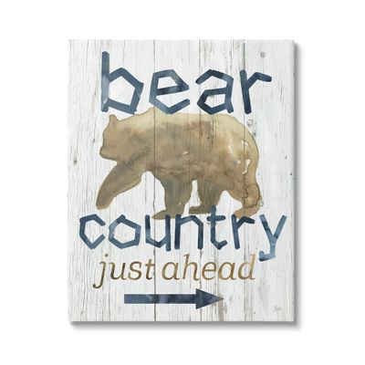 Stupell Industries Bear Country Silhouette Text Rustic Cabin Sign, Design by Nan