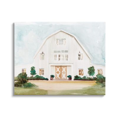 Stupell Industries Distant White Country Barn Rural Blue Sky, Design by Stellar Design Studio