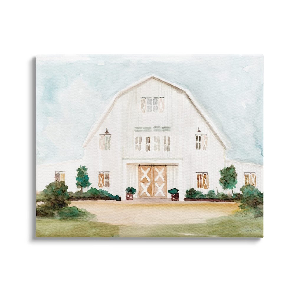 Stupell Industries Distant White Country Barn Rural Blue Sky, Design by Stellar Design Studio