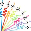 24Pcs Soccer Party Straws for Soccer Party Favors, Soccer Ball Themed Party Decorations Reusable Soccer Themed Straws for Sports Party Supplies for Kids Boys Girls view 1
