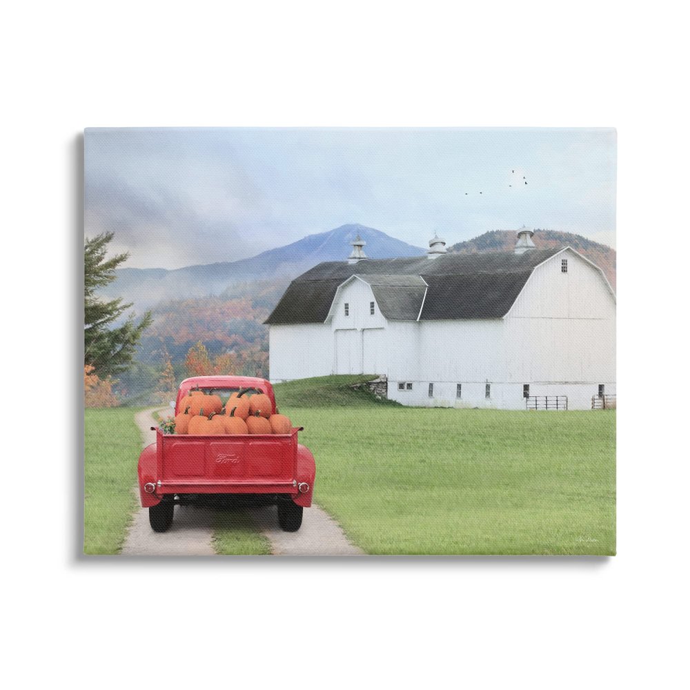 Stupell Industries Pumpkin Truck Driving Countryside Road Farmhouse, Design by Lori Deiter