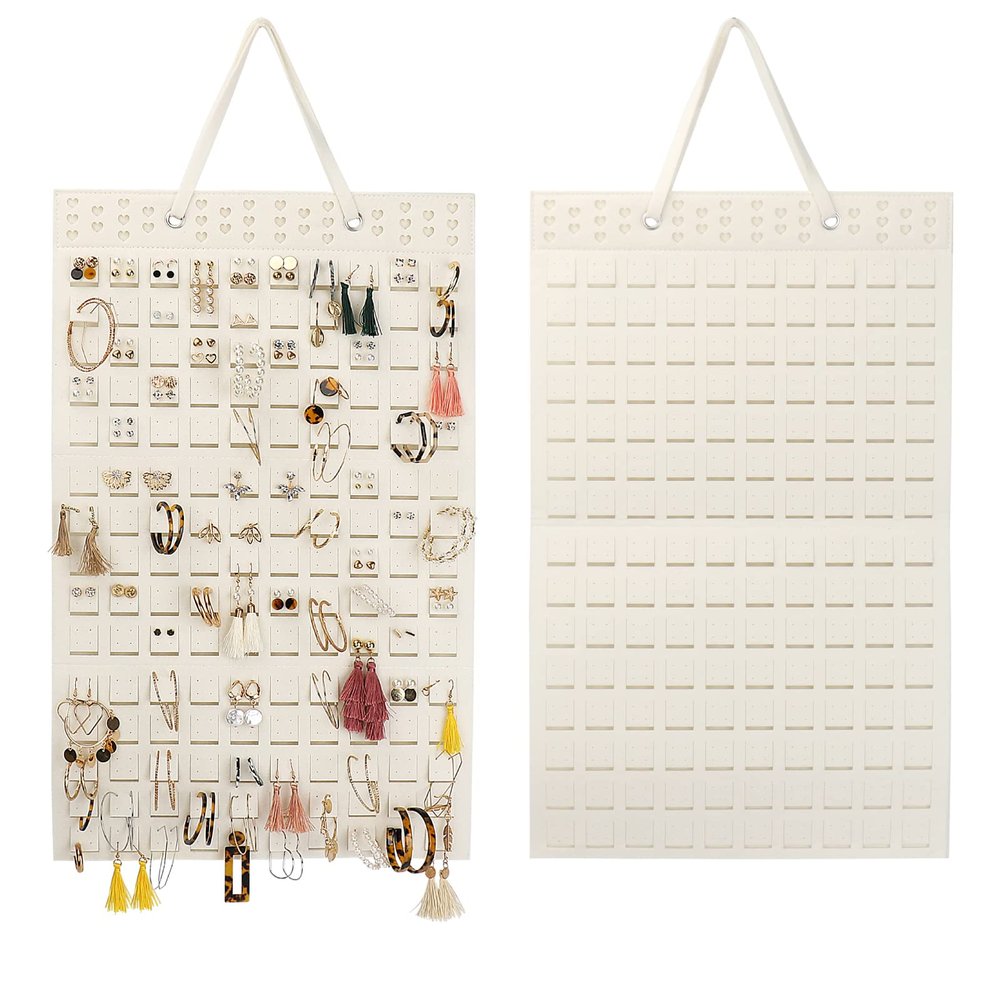 Resovo Hanging Earrings Organizer, Earring Holder & 20 Hooks, Holds Up To 300 Pairs, Compact Design, Soft Material, Earring Hanger Earring Display Hanging Organizer for Women Girls -1 Pack