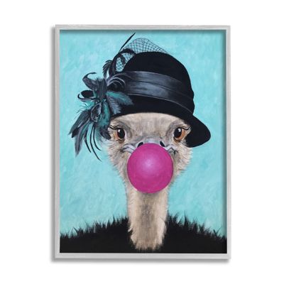 Stupell Industries Ostrich Stylish Vintage Black Hat Pink Bubblegum, Design by Coco de Paris
