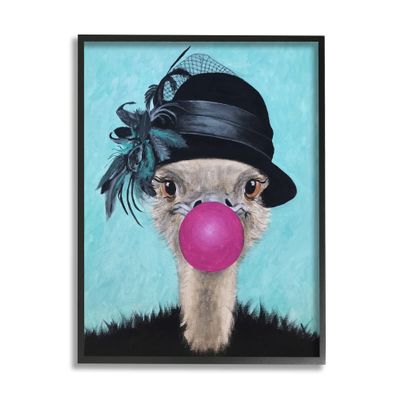 Stupell Industries Ostrich Stylish Vintage Black Hat Pink Bubblegum, Design by Coco de Paris