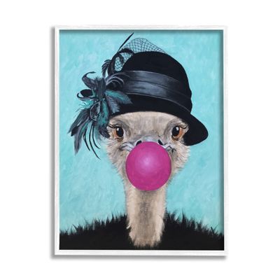Stupell Industries Ostrich Stylish Vintage Black Hat Pink Bubblegum, Design by Coco de Paris