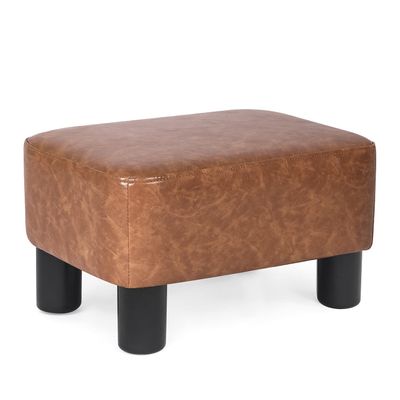 Decent Home Footrest Small Ottoman Rectangular Footstool Modern Stool Seat Chair for Home Living Room Bedroom (Light Brown)