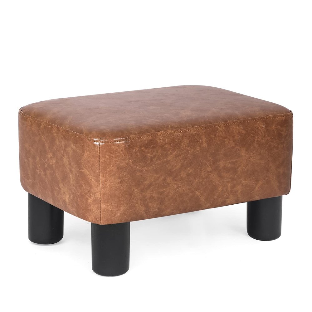Decent Home Footrest Small Ottoman Rectangular Footstool Modern Stool Seat Chair for Home Living Room Bedroom (Light Brown)