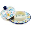 Polmedia Polish Pottery Dish with Cover UNIKAT - Vintage Snow Fall Pattern Handmade in Boleslawiec Poland by Ceramika Artystyczna + Certificate of Authenticity view 2