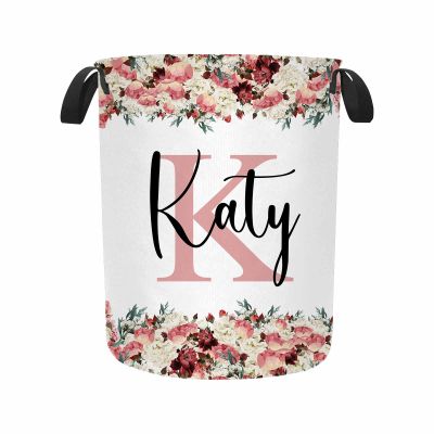 Artsadd Custom Name Laundry Hamper, Personalized Dirty Clothes Basket with Name, Foldable, Portable, Durable, Handle, 15.7 x 0.1 x 19.6 inches, Bathroom, Bedroom, Laundry, Living