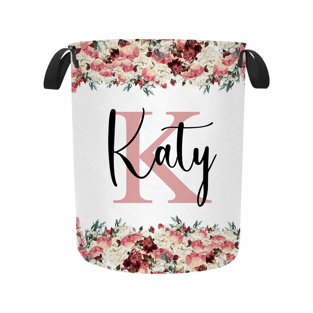 Artsadd Custom Name Laundry Hamper, Personalized Dirty Clothes Basket with Name, Foldable, Portable, Durable, Handle, 15.7 x 0.1 x 19.6 inches, Bathroom, Bedroom, Laundry, Living