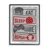 Stupell Industries Eat Sleep Game Repeat Quote Saying Vintage Sign, Design by Lux + Me Designs view 1