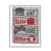 Stupell Industries Eat Sleep Game Repeat Quote Saying Vintage Sign, Design by Lux + Me Designs view 1