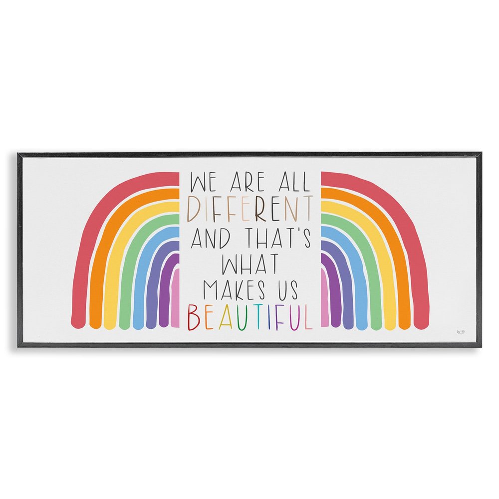 Stupell Industries Bold Rainbow Different Is Beautiful Inspirational Quote,Design by Lux + Me Designs