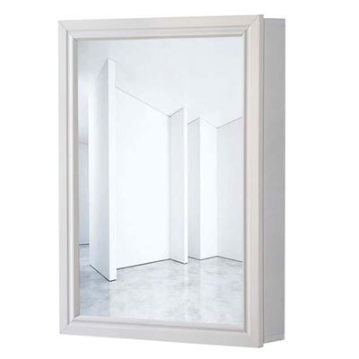 Aluminum Alloy Single Door Mirror Cabinet Wall Cabinet Small Apartment Multi-layer Storage Mirror Cabinet Bathroom Living Room Locker Medicine Cabinet Mirror Box ( Color : White , Size : 60*40*12cm )