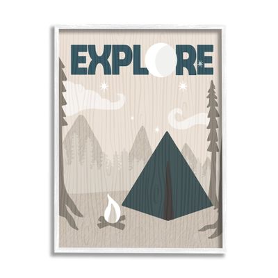 Stupell Industries Explore Camping Nighttime Tent Campfire Woodland,Design by Daphne Polselli