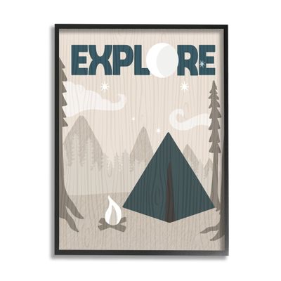 Stupell Industries Explore Camping Nighttime Tent Campfire Woodland,Design by Daphne Polselli