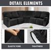 7-Piece L Shape Velvet Stretch Recliner Corner Sofa Cover for Sectional Sofa Set, for Reclining L Shape Sofa Slipcovers Thick, Soft, Washable Durable Furniture Protector (Black) view 2