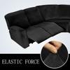 7-Piece L Shape Velvet Stretch Recliner Corner Sofa Cover for Sectional Sofa Set, for Reclining L Shape Sofa Slipcovers Thick, Soft, Washable Durable Furniture Protector (Black) view 4