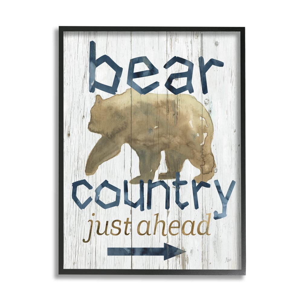 Stupell Industries Bear Country Silhouette Text Rustic Cabin Sign, Design by Nan