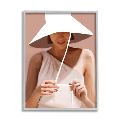 Stupell Industries Warm Summertime Portrait Woman White Sun Hat, Design by Kamdon Kreations
