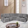 7-Piece L Shape Velvet Stretch Recliner Corner Sofa Cover, Corner Sofa Covers for Sectional Sofa Set, for Reclining L Shape Sofa Slipcovers Thick, Soft, Washable Durable Furniture Protector (Grey) view 3