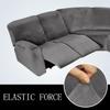 7-Piece L Shape Velvet Stretch Recliner Corner Sofa Cover, Corner Sofa Covers for Sectional Sofa Set, for Reclining L Shape Sofa Slipcovers Thick, Soft, Washable Durable Furniture Protector (Grey) view 4