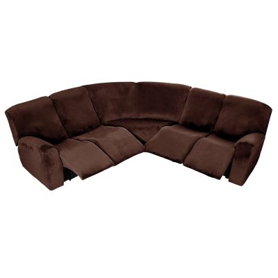 7-Piece L Shape Velvet Stretch Recliner Corner Sofa Cover, Corner Sofa Covers for Sectional Sofa Set, for Reclining L Shape Sofa Slipcovers Thick,Soft,Washable Durable Furniture Protector(Chocolate)