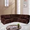 7-Piece L Shape Velvet Stretch Recliner Corner Sofa Cover, Corner Sofa Covers for Sectional Sofa Set, for Reclining L Shape Sofa Slipcovers Thick,Soft,Washable Durable Furniture Protector(Chocolate) view 3
