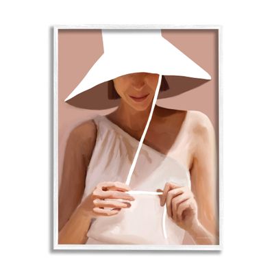 Stupell Industries Warm Summertime Portrait Woman White Sun Hat, Design by Kamdon Kreations