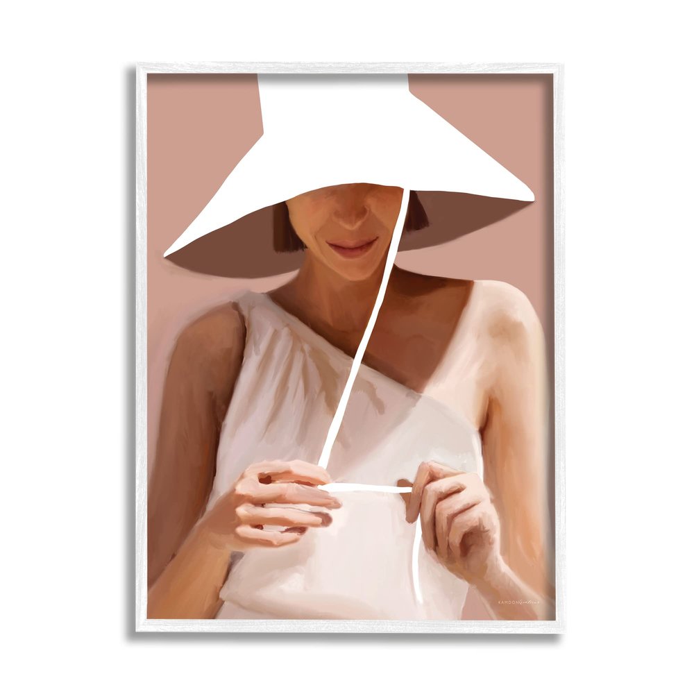 Stupell Industries Warm Summertime Portrait Woman White Sun Hat, Design by Kamdon Kreations