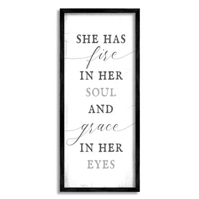 Stupell Industries She has Fire in Her Soul Motivational Girl Power,Design by Lil' Rue, White, 13 x 30