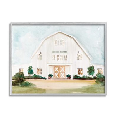 Stupell Industries Distant White Country Barn Rural Blue Sky, Design by Stellar Design Studio