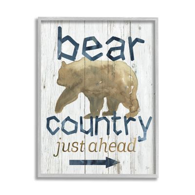 Stupell Industries Bear Country Silhouette Text Rustic Cabin Sign, Design by Nan, 11 x 14, Grey