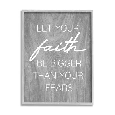 Stupell Industries Faith Bigger Than Fears Quote Rustic Style,Design by Lil' Rue