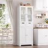 HORSTORS 67" Tall Bathroom Storage Cabinet, Freestanding Linen Cabinet with Glass Door and Shelves, Kitchen Pantry with 2 Drawers for Bathroom, Living Room, Dining Room, Office, White view 4
