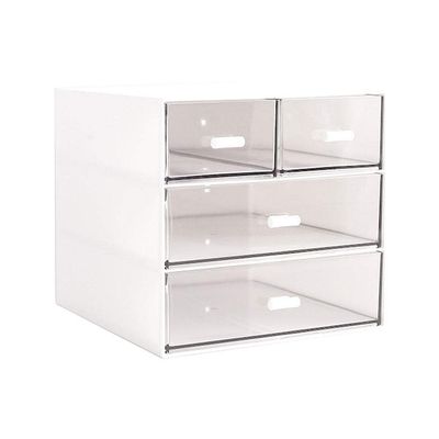 Beavorty 1pc Multi Drawer Organizer Box for Cosmetics and Sundries Transparent Desktop Storage Container Compartments for Home Office Dorm Use Material