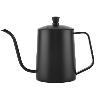 550ml Coffee Drip Pot with Ear Type Handle, Stainless Steel Coffee Pot, Longer Gooseneck Coffee Pot Kettle Hand Drip Tea Pot Suitable for Home Kitchen, Restaurant, Cafe Shop (Black), Stainless Stee