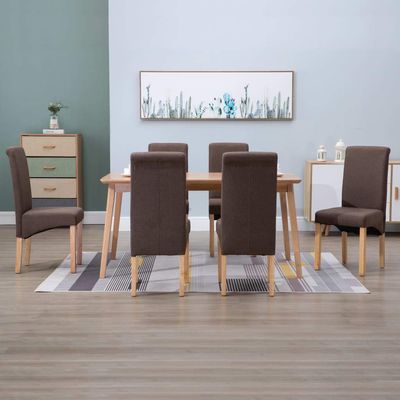 SKM Dining Chairs 6 pcs Brown Fabric-7273
