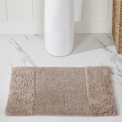 Better Trends 3 Piece Bathroom Rug Set 100% Cotton Non-Slip Washable Bath Mat, Soft & Absorbent Bath Rugs for Bath Room, Shower, Bathtub & Spa Floors Beige Granada Collection