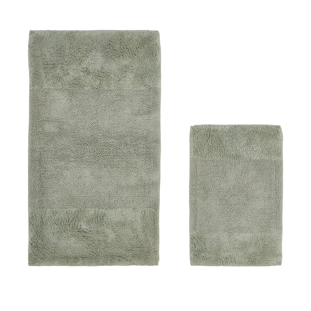 Better Trends 2 Piece Bathroom Rug Set 100% Cotton Non-Slip Washable Bath Mat, Soft & Absorbent Bath Rugs for Bath Room, Shower, Bathtub & Spa Floors Dark Sage Granada Collection