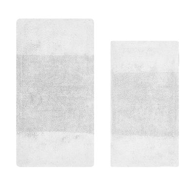 Better Trends 2 Piece Bathroom Rug Set 100% Cotton Non-Slip Washable Bath Mat, Soft & Absorbent Bath Rugs for Bath Room, Shower, Bathtub & Spa Floors White Granada Collection