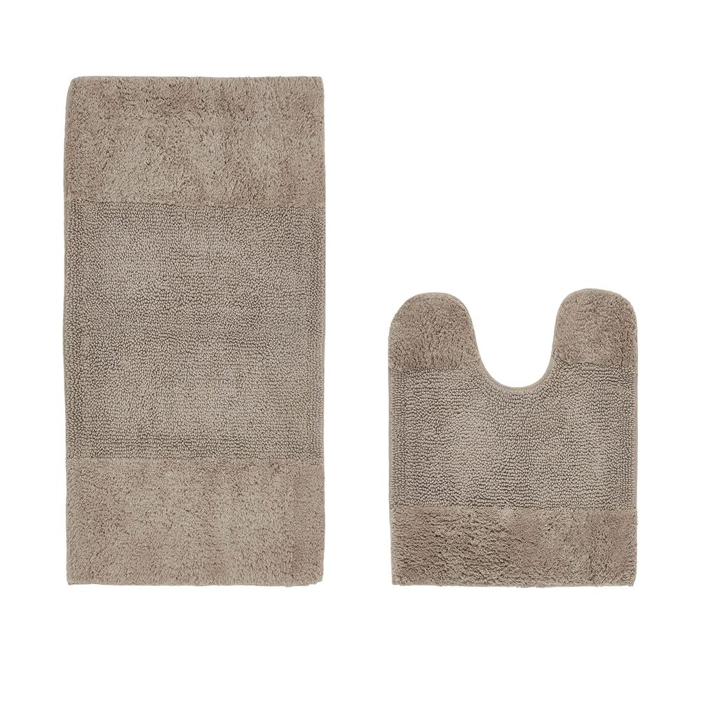 Better Trends 2 Piece Bathroom Rug Set 100% Cotton Non-Slip Washable Bath Mat, Soft & Absorbent Bath Rugs for Bath Room, Shower, Bathtub & Spa Floors Beige Granada Collection