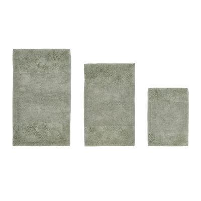Better Trends 3 Piece Bathroom Rug Set 100% Cotton Non-Slip Washable Bath Mat, Soft & Absorbent Bath Rugs for Bath Room, Shower, Bathtub & Spa Floors Dark Sage Granada Collection
