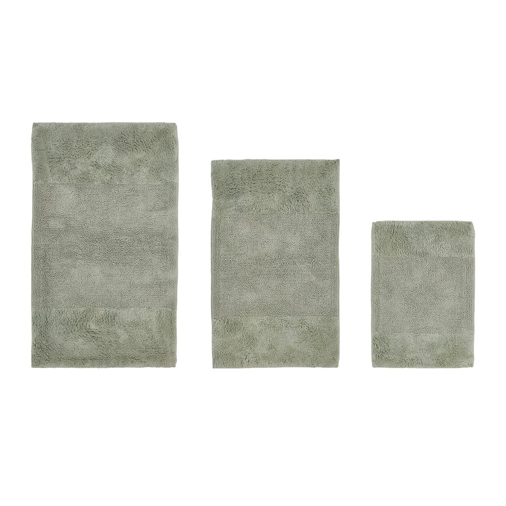 Better Trends 3 Piece Bathroom Rug Set 100% Cotton Non-Slip Washable Bath Mat, Soft & Absorbent Bath Rugs for Bath Room, Shower, Bathtub & Spa Floors Dark Sage Granada Collection