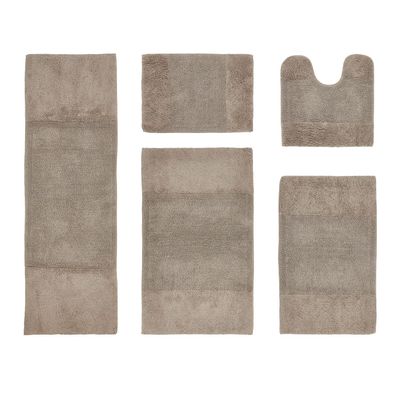 Better Trends 5 Piece Bathroom Rug Set 100% Cotton Non-Slip Washable Bath Mat, Soft & Absorbent Bath Rugs for Bath Room, Shower, Bathtub & Spa Floors Beige Granada Collection
