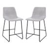 Masada Set of Two Modern 24" Light Gray Faux Leather Upholstered Armless Chairs with Metal Bases view 1