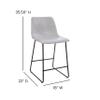 Masada Set of Two Modern 24" Light Gray Faux Leather Upholstered Armless Chairs with Metal Bases view 3
