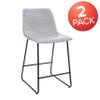 Masada Set of Two Modern 24" Light Gray Faux Leather Upholstered Armless Chairs with Metal Bases view 4